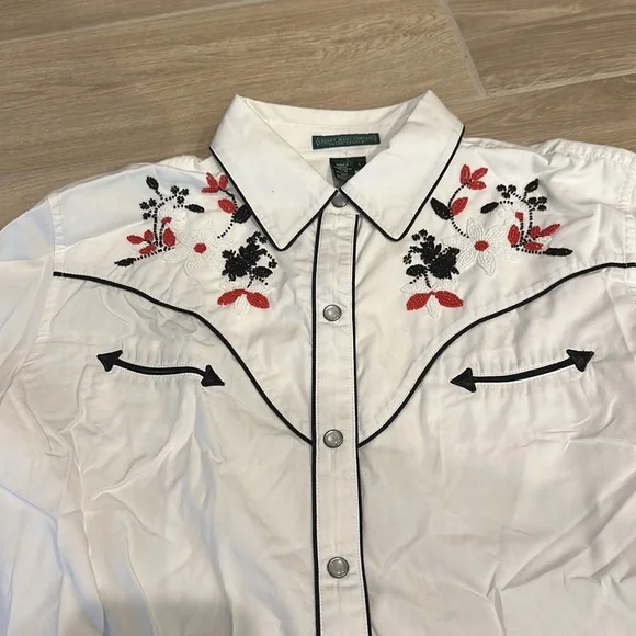 Beautiful Ralph Lauren Western Snap buttons shirt beaded size L cowboy shirt - Picture 2 of 13